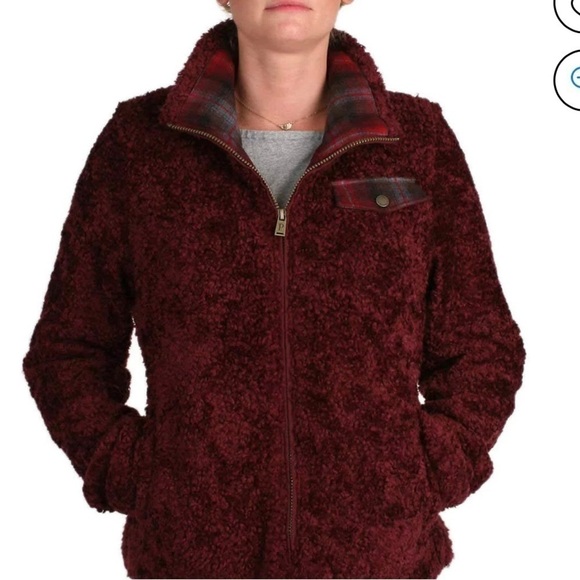 Burgundy Fuzzy Pendleton Teddy Full Zip Jacket❤️ - Picture 1 of 7